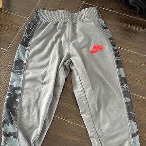 Nike Kids Gray Joggers with Black Camo Accents
